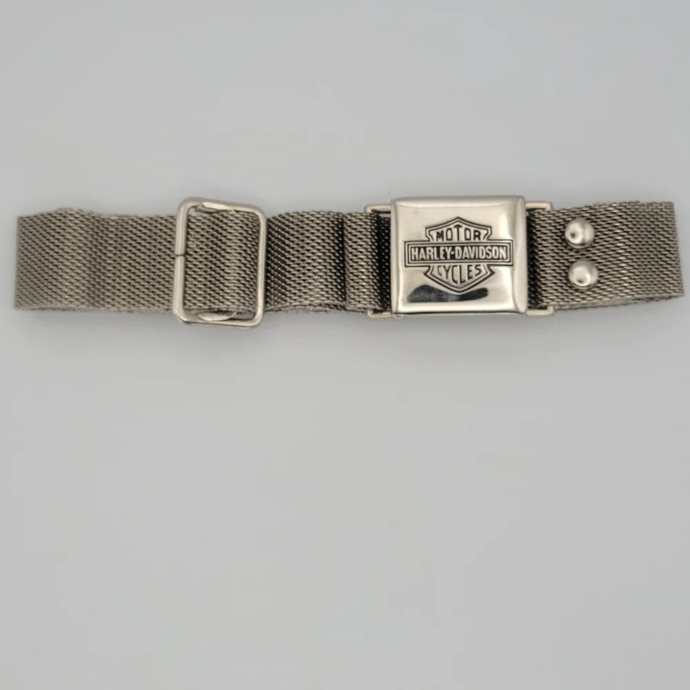 Vintage Harley‑Davidson Mesh Belt with Seat‑Belt‑Style Buckle in Silver Tone - Picture 11 of 11